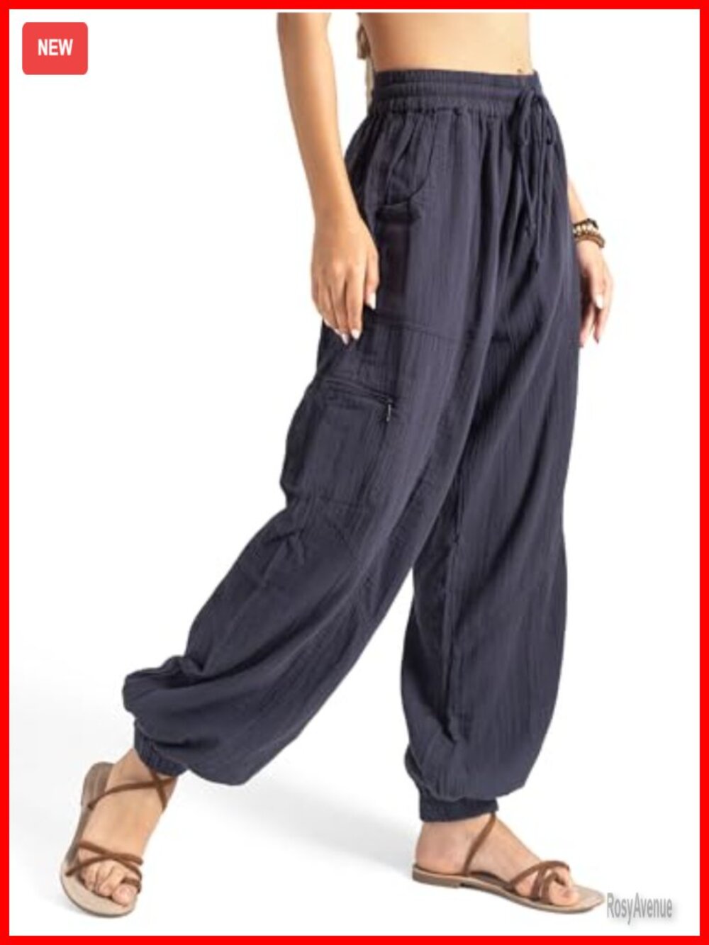 Boho Cotton Harem Yoga Pants Wide Leg Drawstring Trousers